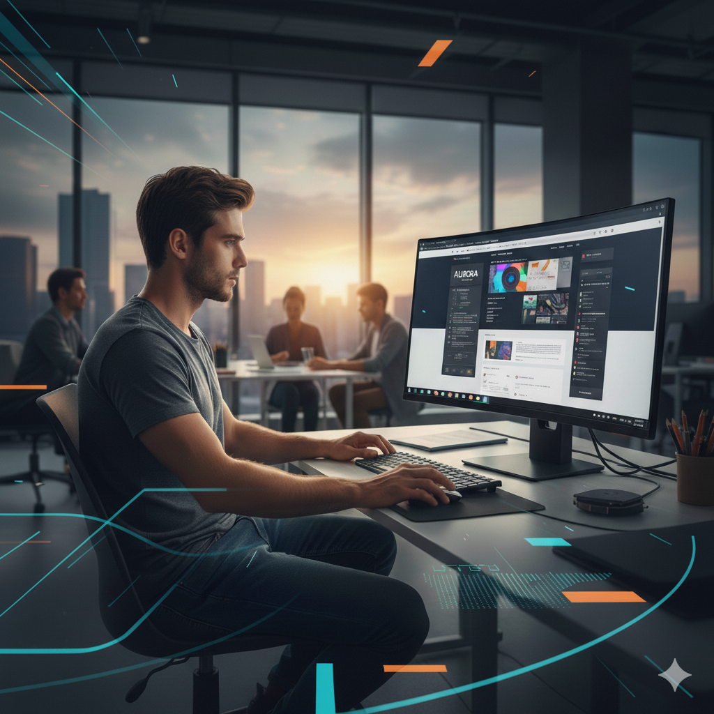 person working on a computer.