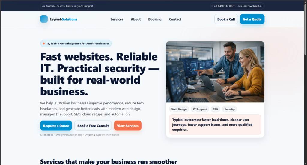 Ezyweb Solutions Australia Screen Grab
