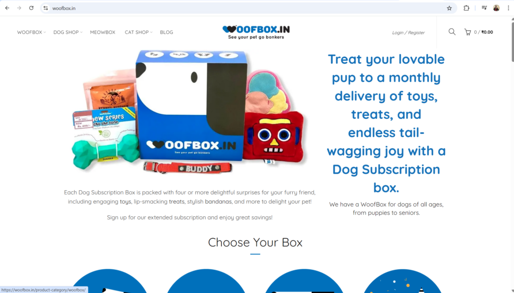 woofbox.in website homepage